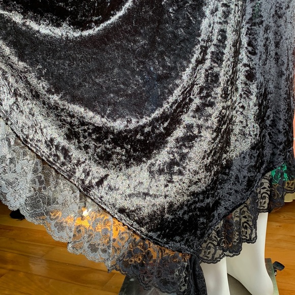 Set Top Skirt Dress Velvet GOTHIC Punk Lace Corset Halloween Small - Picture 6 of 12